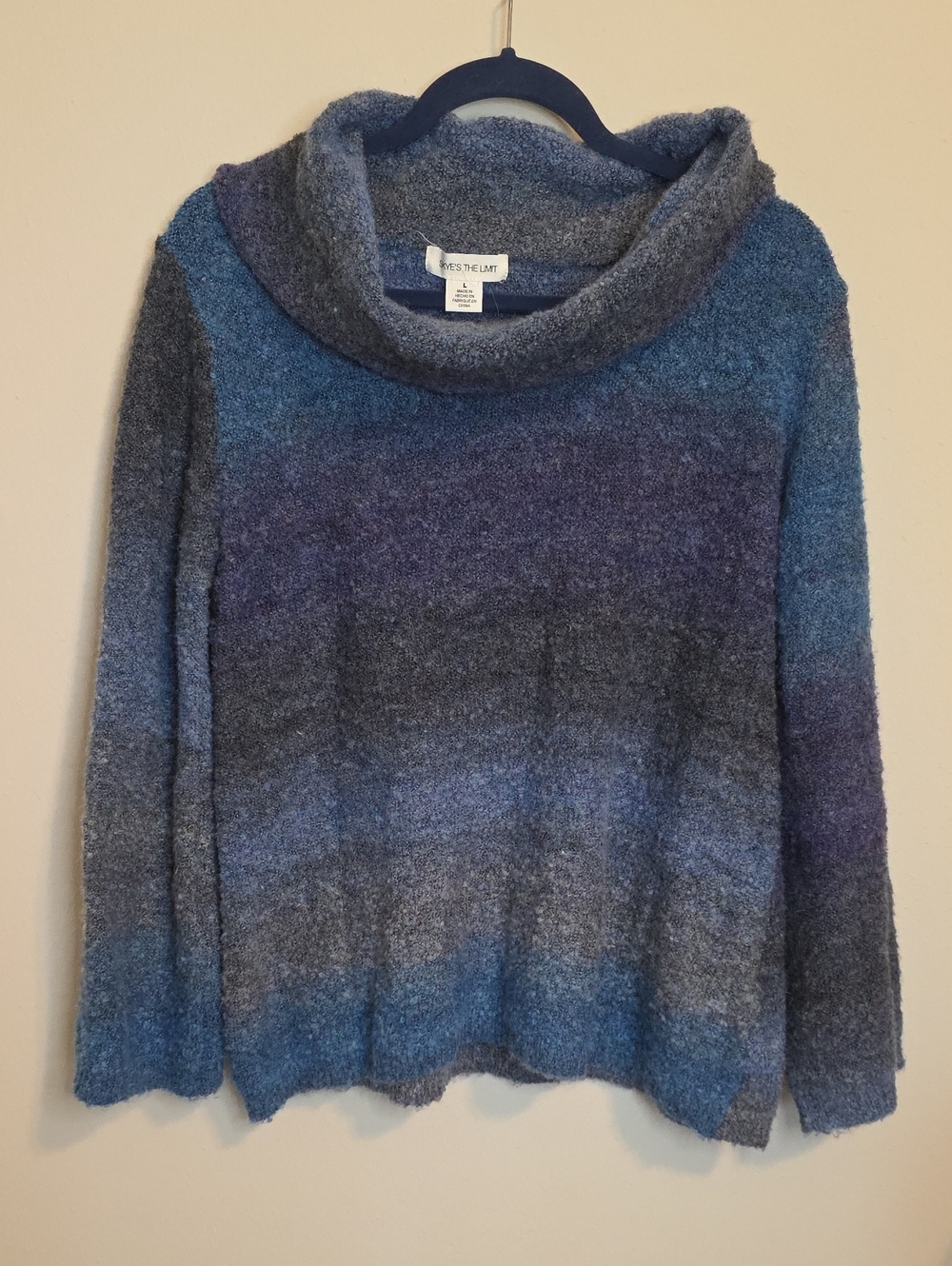 Skyes The Limit New York Blue, Gray & Purple Ombre Cowl Neck Sweater